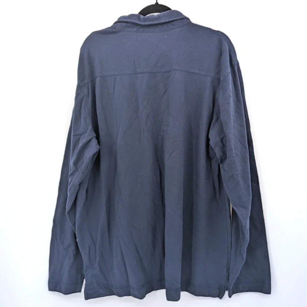 Y2K Old Navy Long Sleeve Polo Shirt XXL Navy Blue Cotton‎ Casual 2000s